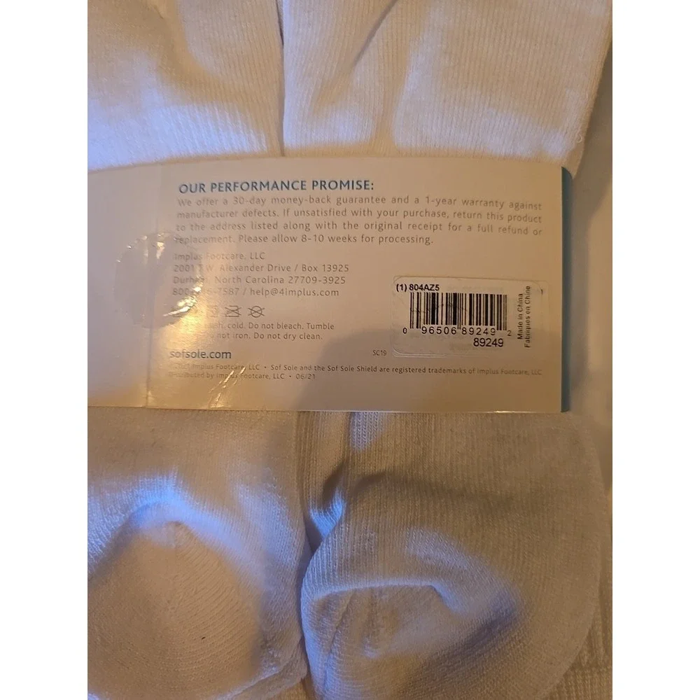 Sof Sole Cushioned Crew Socks Men's 8.5 12.5 Women's 11 13‎ Large White 6 Pair